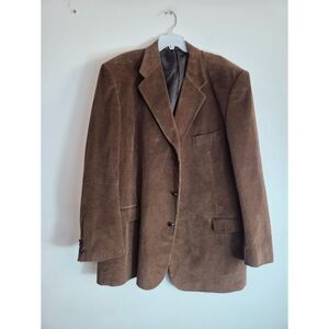 Mazzoni Men Brown Corduroy Cotton 3 Button Single Breasted Blazer sz 52R or 2X